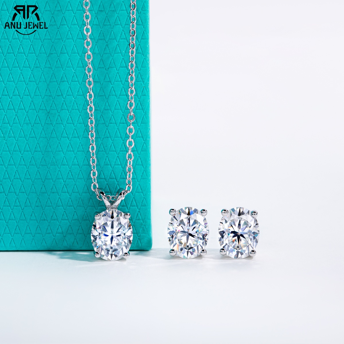 Ansi Chain - AnuJewel 2-5ct Oval Moissanite Necklace 0.5-3ct