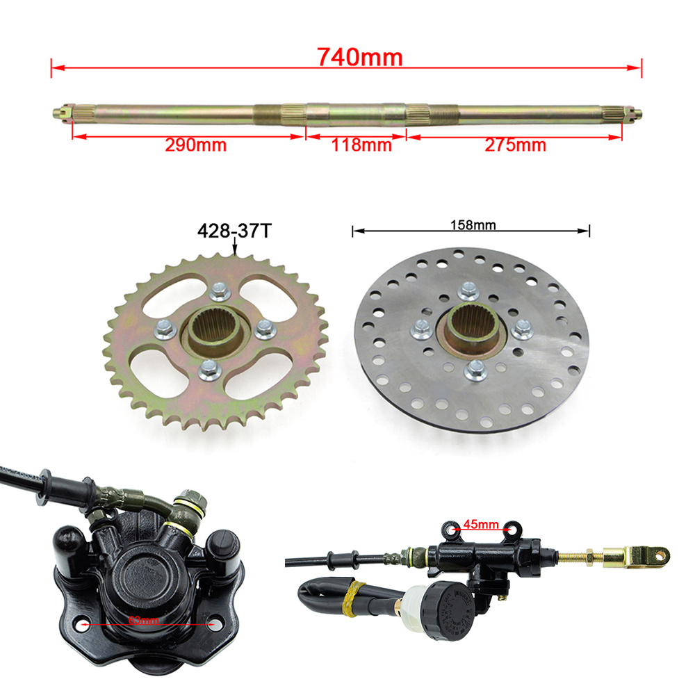 Go Kart 740mm Rear Axle Comple - 428 Chain recension och pris