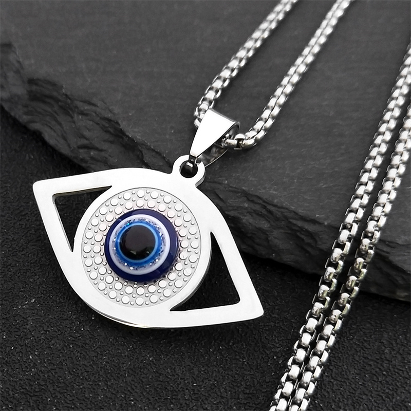 Islam Hamsa Evil Blue Eye Neck - Steel Chain recension och pris