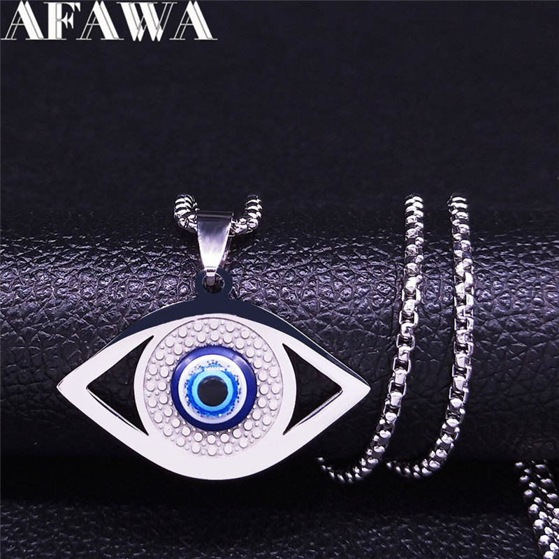 Islam Hamsa Evil Blue Eye Neck - Steel Chain recension och pris
