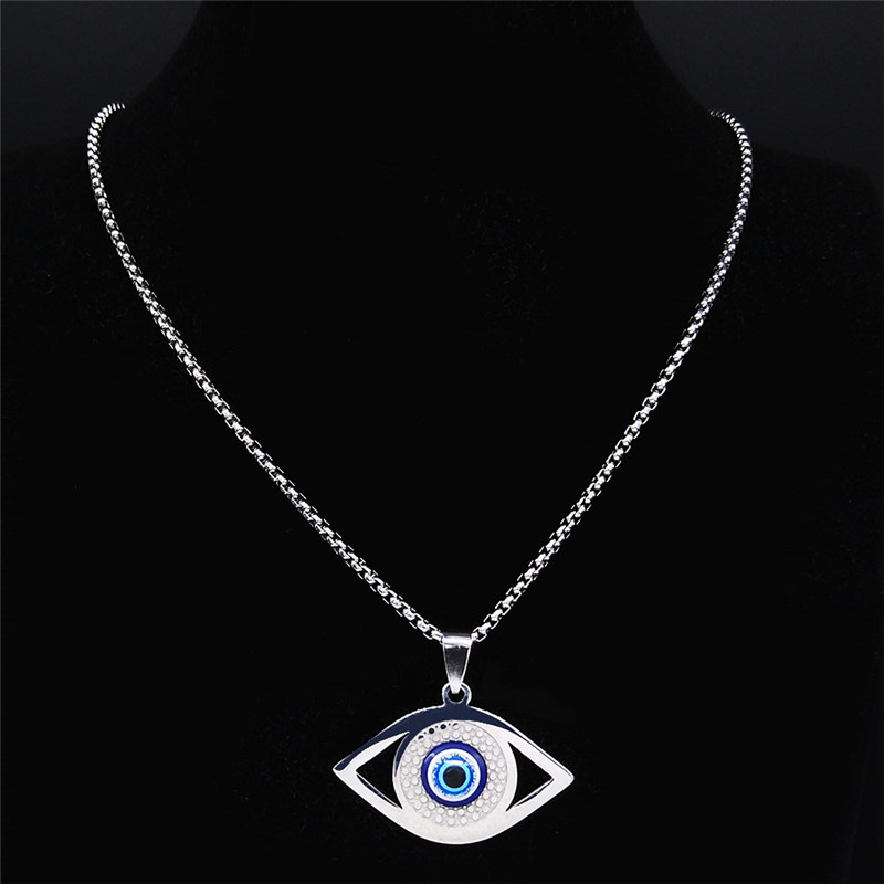 Islam Hamsa Evil Blue Eye Neck - Steel Chain recension och pris