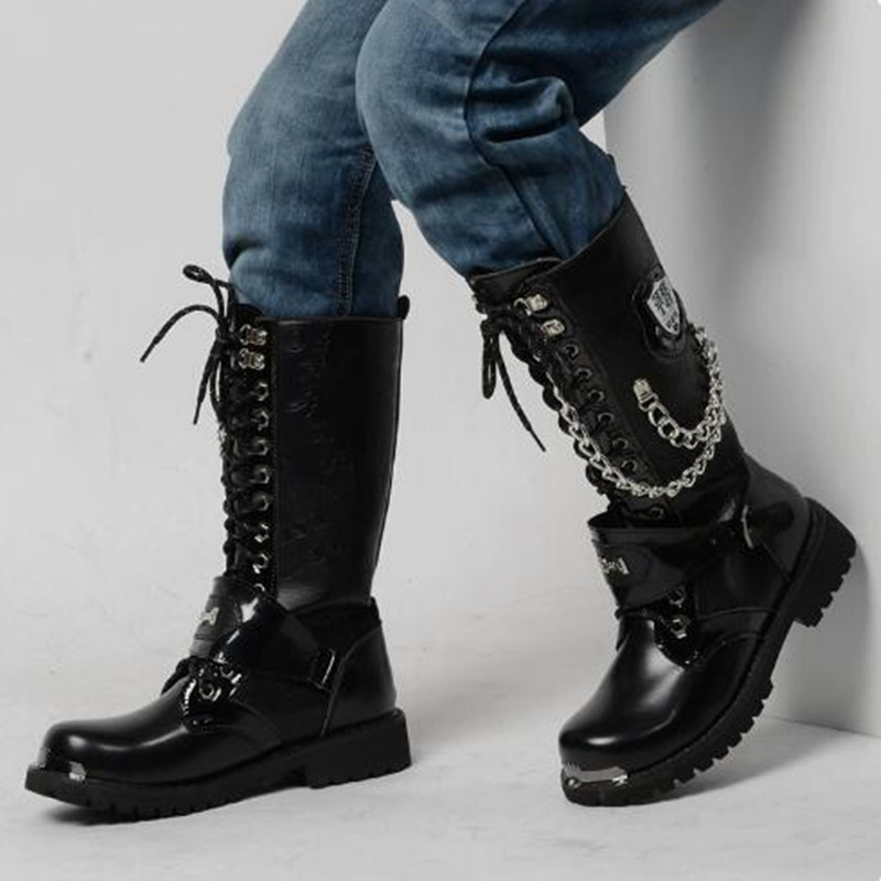 Men Fashion Motorcycle Boots M - Motorcycle Chain recension och pris