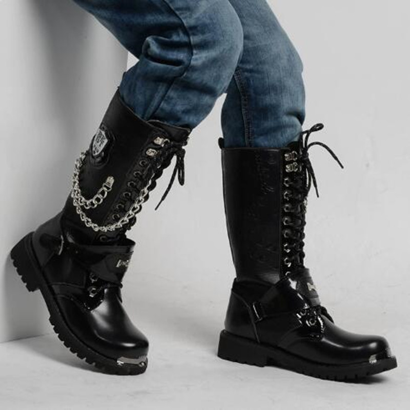 Men Fashion Motorcycle Boots M - Motorcycle Chain recension och pris